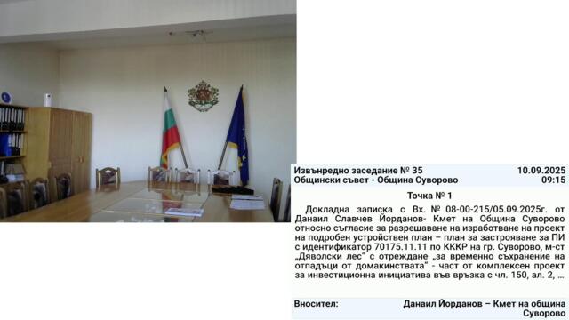35-то Извънредно заседание на Общински съвет Суворово - 10.09.2025г.