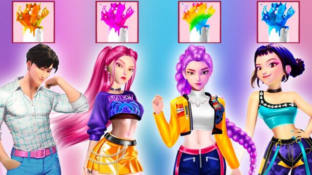 Colorful Glow Up🎨 Rumi, Jinu, Mira & Zoey Transform in Style