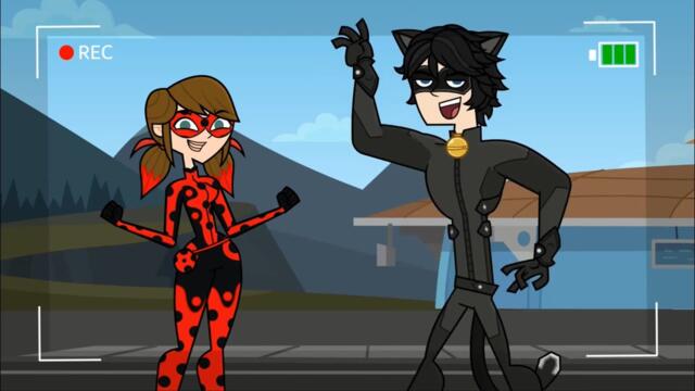 My Disventure Camp Double Greeting Ally as Ladybug and Hunter as Cat Noir@OddNationCartoons