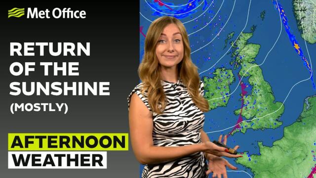 08/09/2025 - Drier east, thundery downpours - Afternoon Weather Forecast UK - Met Office Weather