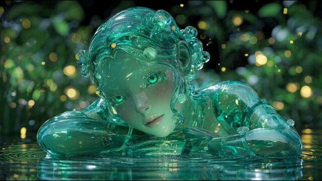 【ASMR】透明なガラスの女性が奏でる5分間の癒しの音💎睡眠導入・瞑想・ヒーリング・リラックス効果・優しい音楽｜AI ASMR #asmrsounds #asmr #aiasmr