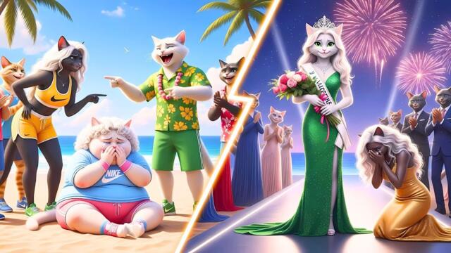 🐾🔥 A Stunning Transformation: The Mocked Fat Cat Turns Into a Gorgeous Queen!#ai#cartoon#catshorts