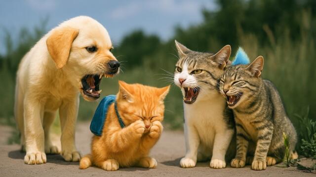 ✨ Poor Ginger Kitten Bullied by Mean Cats, Abandoned Puppy Brother Rescues Him and Takes Care of Him