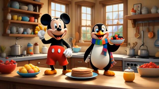 🐭🐧🥞 Mickey Mouse & The Penguin’s Breakfast Adventure 🎉