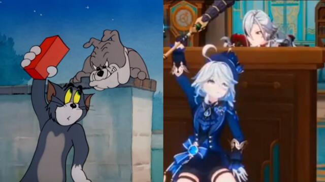 Tom and jerry ❌ arle and furina ✅/ 😁😁/#genshin #kazuha #funny