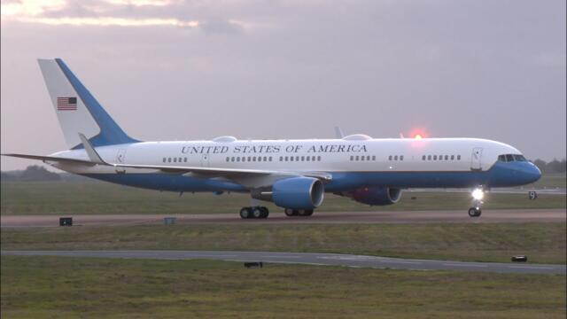 Escape jet for President Trump arrives in England