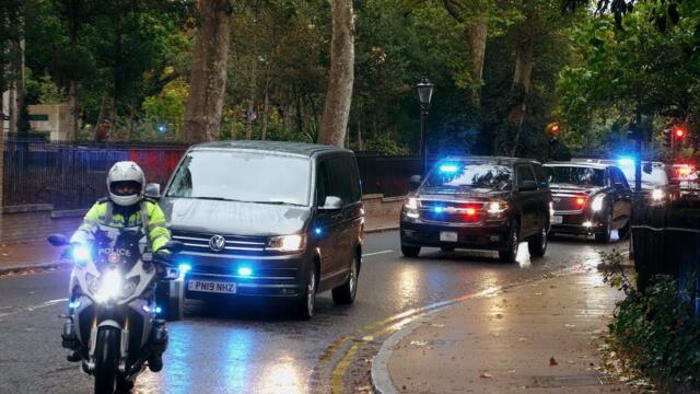 President Trump's motorcade drives from London to Windsor Castle