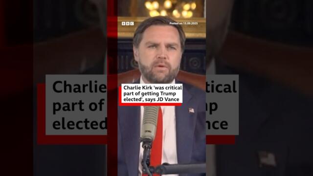Charlie Kirk was ‘critical part’ of getting President Donald Trump elected, says JD Vance. #BBCNews