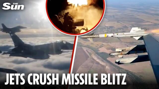Ukrainian F-16 fighter jets scramble to blast Russian missiles out of the sky