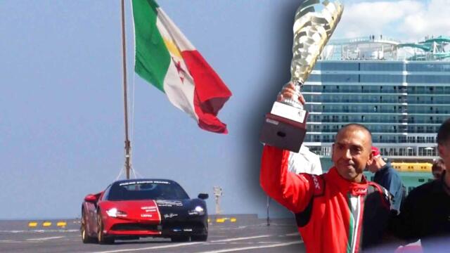 Ferrari Driver Sets Record for Fastest Car on a Boat in Italy