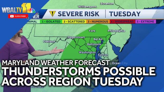 Maryland weather forecast: Scattered thunderstorms across region Tuesday evening