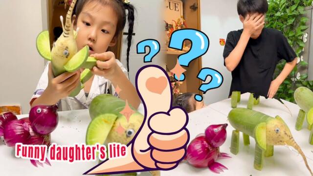 My Daughter Turned Vegetables Into A Zoo#funny #cute baby#comedy