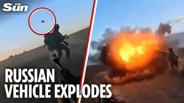 Russian POV captures embarrassing moment vehicle EXPLODES after Ukraine drone strike