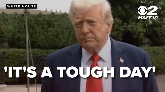 President Trump speaks to reporters before departing for Charlie Kirk memorial service in Arizona