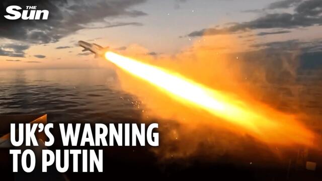 Moment British warship fires supersonic anti-ship missiles on Putin’s doorstep in message to Russia