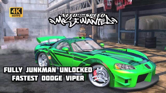 NFS Most Wanted 2005 | Fastest Dodge Viper Unlocked with Junkman Parts | Ultimate Speed Run! #nfsmw
