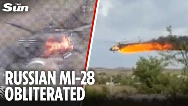Ukrainian drone TAKES DOWN Russian combat chopper in explosive strike