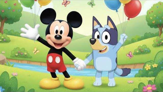 💙 Mickey Mouse and Bluey Adventure 🌈 | Nursery Rhymes & Kids Songs