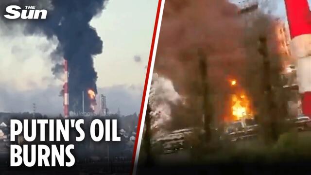 Ukrainian drones DESTROY Putin’s Yaroslavl oil refinery in targeted overnight attack on Russia