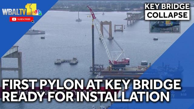 First pylon ready for installation at Key Bridge site