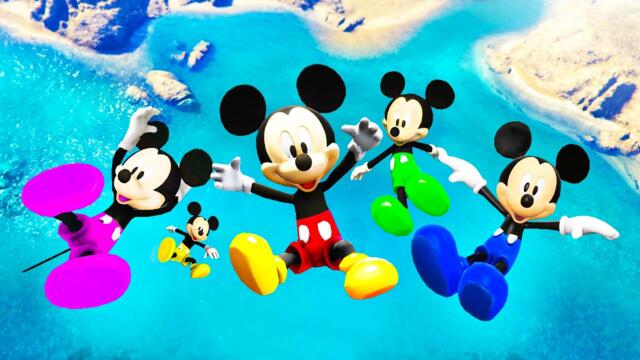 GTA 5 Mickey Mouse Rainbow Team • Crazy Jumps and Fails (Ragdolls)