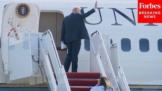President Trump And His Granddaughter Kai Trump Depart Joint Base Andrews En Route To New York City
