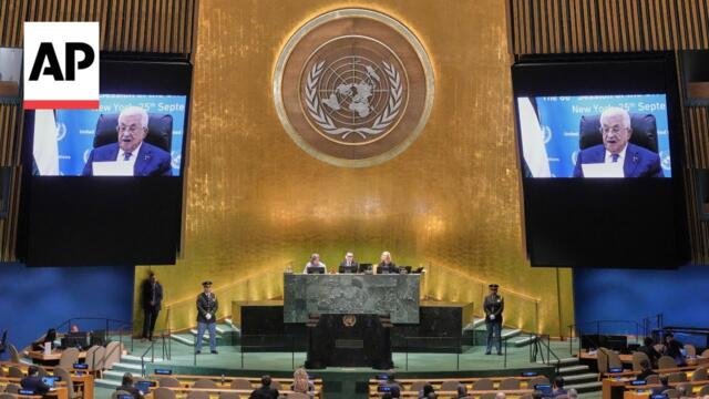 Palestinian president speaks over video at UN after US denied his visa