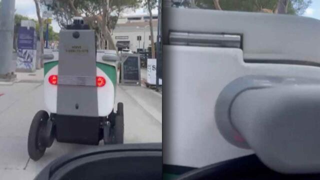 Disabled Man In Mobility Scooter Upset After Serve Robotics Cart Clash