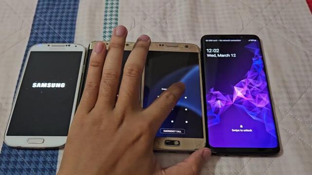 Samsung Galaxy S4 4G vs S6 edge vs S7 vs S9+ startup & shutdown race!