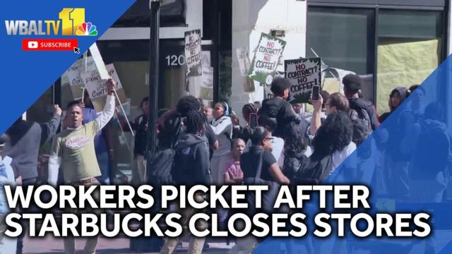 Workers picket after Starbucks closes 6 city stores