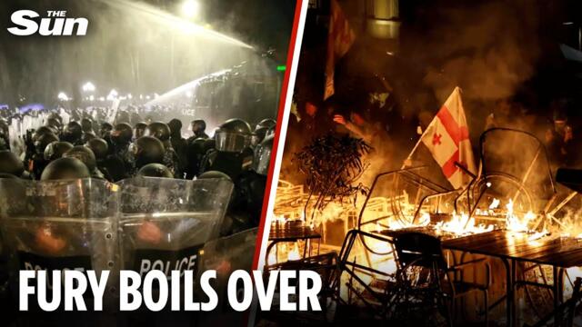 Streets on fire as furious Georgians trying to storm presidential palace clash with cops