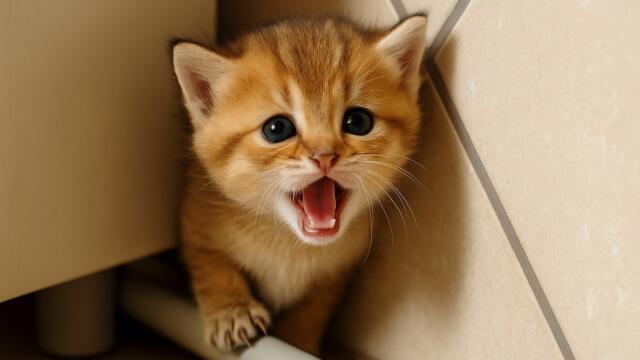 Mother cat abandoned the kitten and it got stuck. Subtitles!