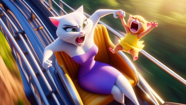 She Pushed Her Kitten From Roller Coaster 😿 #cat #ai #catlover #catvideos #cutecat #aiimages #aicat