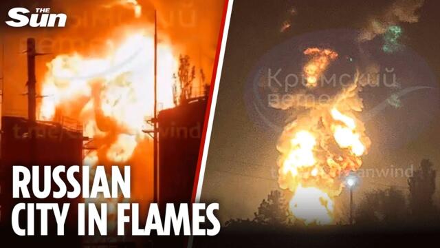 Ukraine drones STRIKE Feodosia fuel depot in Crimea sparking massive blaze