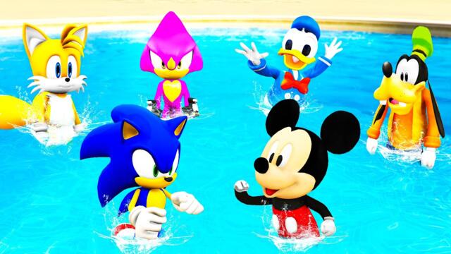 GTA 5 Sonic VS Mickey Mouse - Water Ragdolls & Falls (Funny Moments)