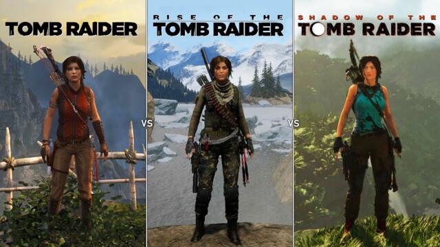 Tomb Raider vs Rise of the Tomb Raider vs Shadow of the Tomb Raider - Physics and Details Comparison