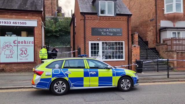 Police at cordoned off area in Raunds town centre