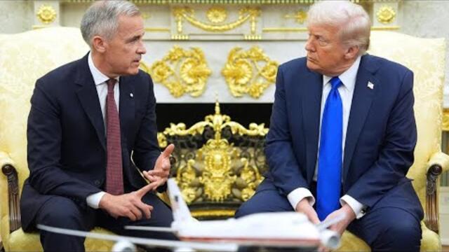 President Trump meets with Canadian Prime Minister Carney at the White House to discuss tariffs