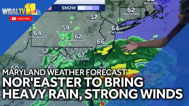 Developing Nor'easter to bring rain to Maryland