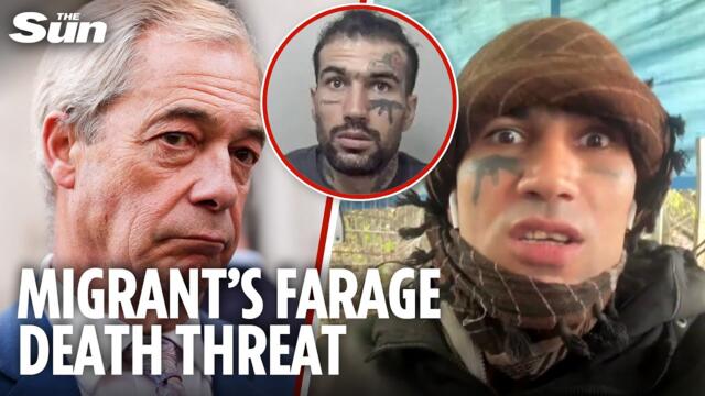 Channel migrant with AK 47 face tattoo guilty of threatening to KILL Farage in chilling vid