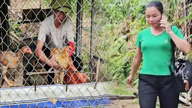 Her ex-husband came to catch Khanh's chicken while she was away and she was returning.