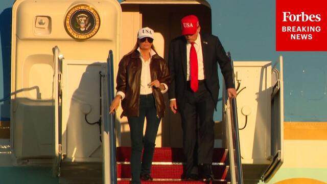 President Trump And First Lady Melania Trump Arrive At JBA On Air Force One