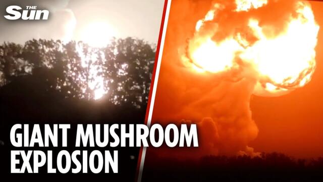 Ball of fire EXPLODES in Kharkiv region as Putin 'targets oil refinery'