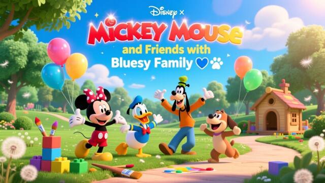 Mickey Mouse and Friends with Bluey Family 🐭💙🐾
