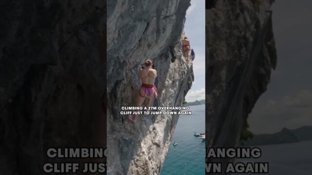 it's a rock climbing cliff diving combo 😳 #shorts