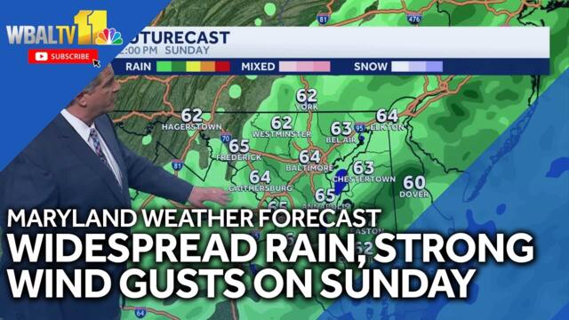 Maryland weather forecast: Strong wind gusts, rain across Baltimore region on Sunday