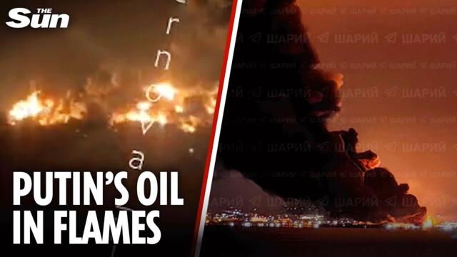 Ukrainian drones BLOW UP Russian fuel depot sparking massive fire in Crimea