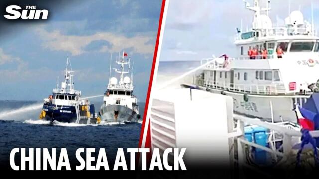 Moment ‘bullying’ Chinese ship ‘deliberately rams’ Philippine government boat