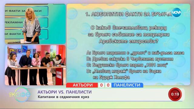 Актьори VS Панелисти: Капитани в седмичния куиз - „На кафе“ (14.10.2025)