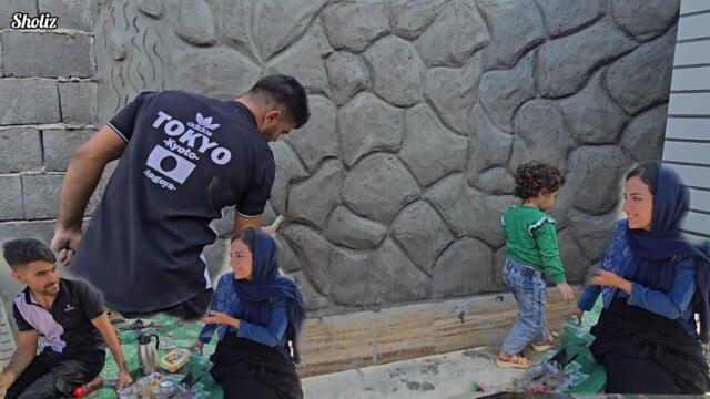 🧱 Starting the Courtyard Facade Work | Going to the Market for Kids’ Autumn Clothes | Nomadic Family